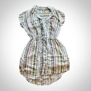 Japana Striped White Button-up Shirt Dress Womens Small